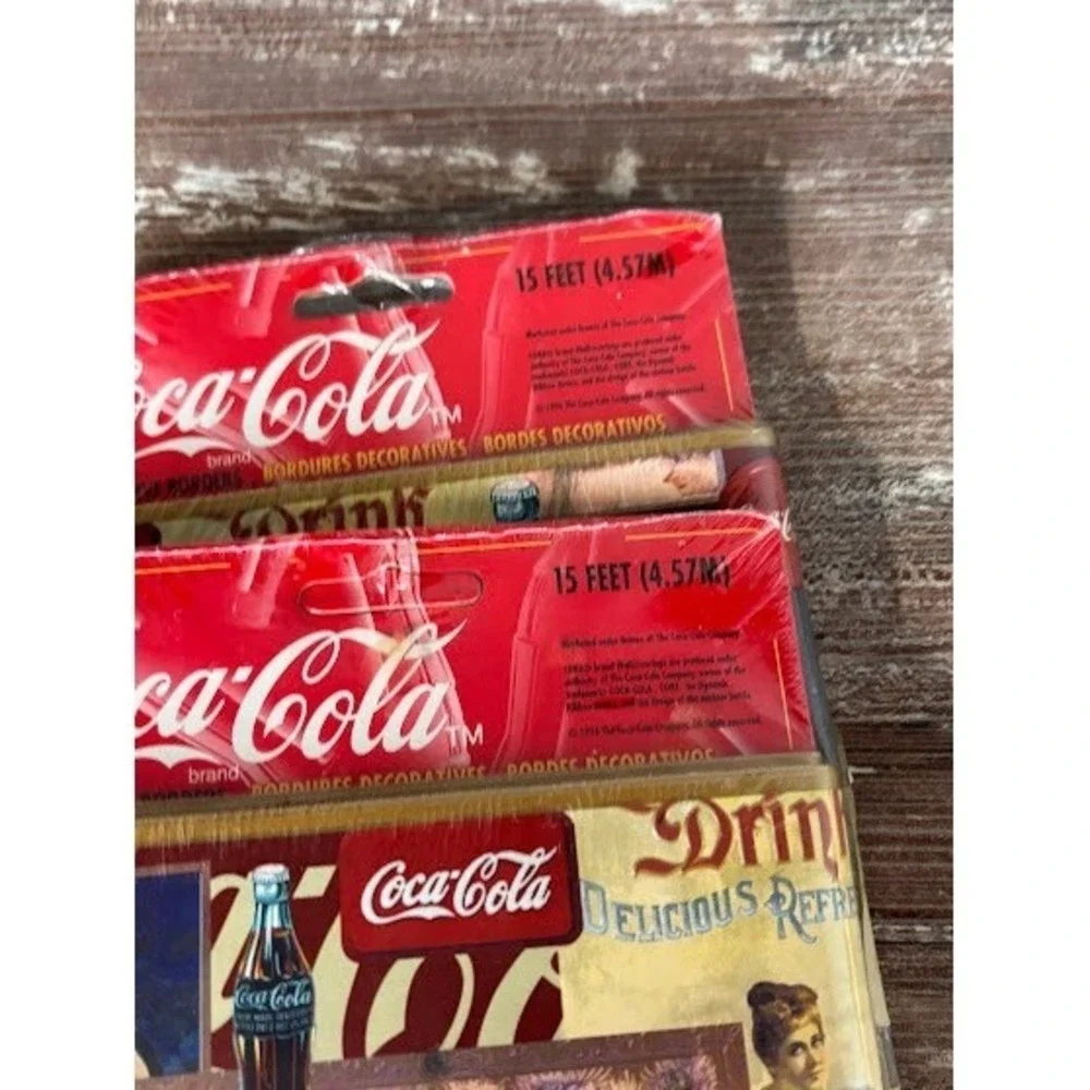 2 Vintage Coca-Cola Victorian Ladies Gold Trim‎ Wallpaper Border (15-foot rolls)